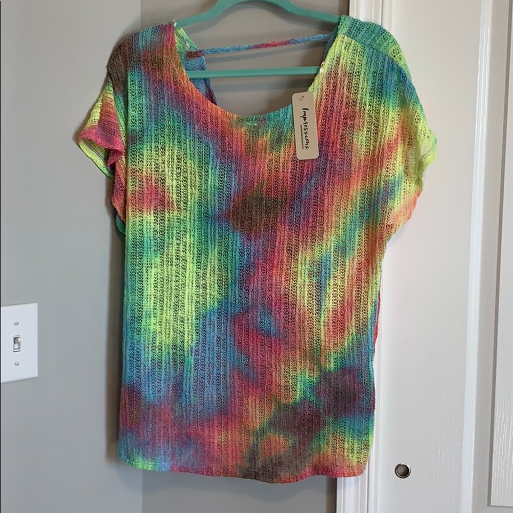 NWT! Tie dye knit open back shirt